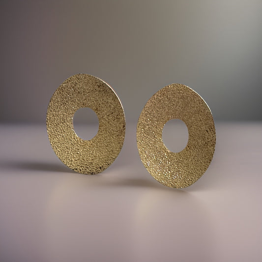 Glitter Flat Circle Earrings Gold or Silver Options