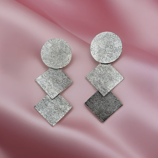 Glitter Round and Square Big Dangle Earrings