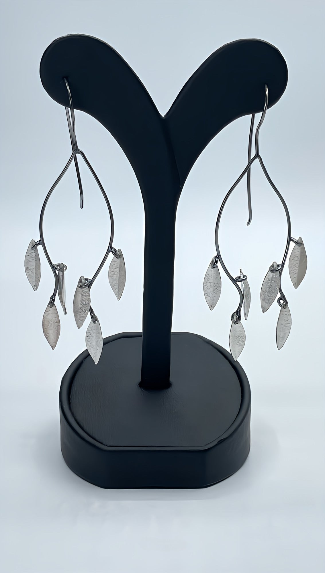 Boho Leaves 22k Gold &Oxidized Silver 925 Dangling Earrings