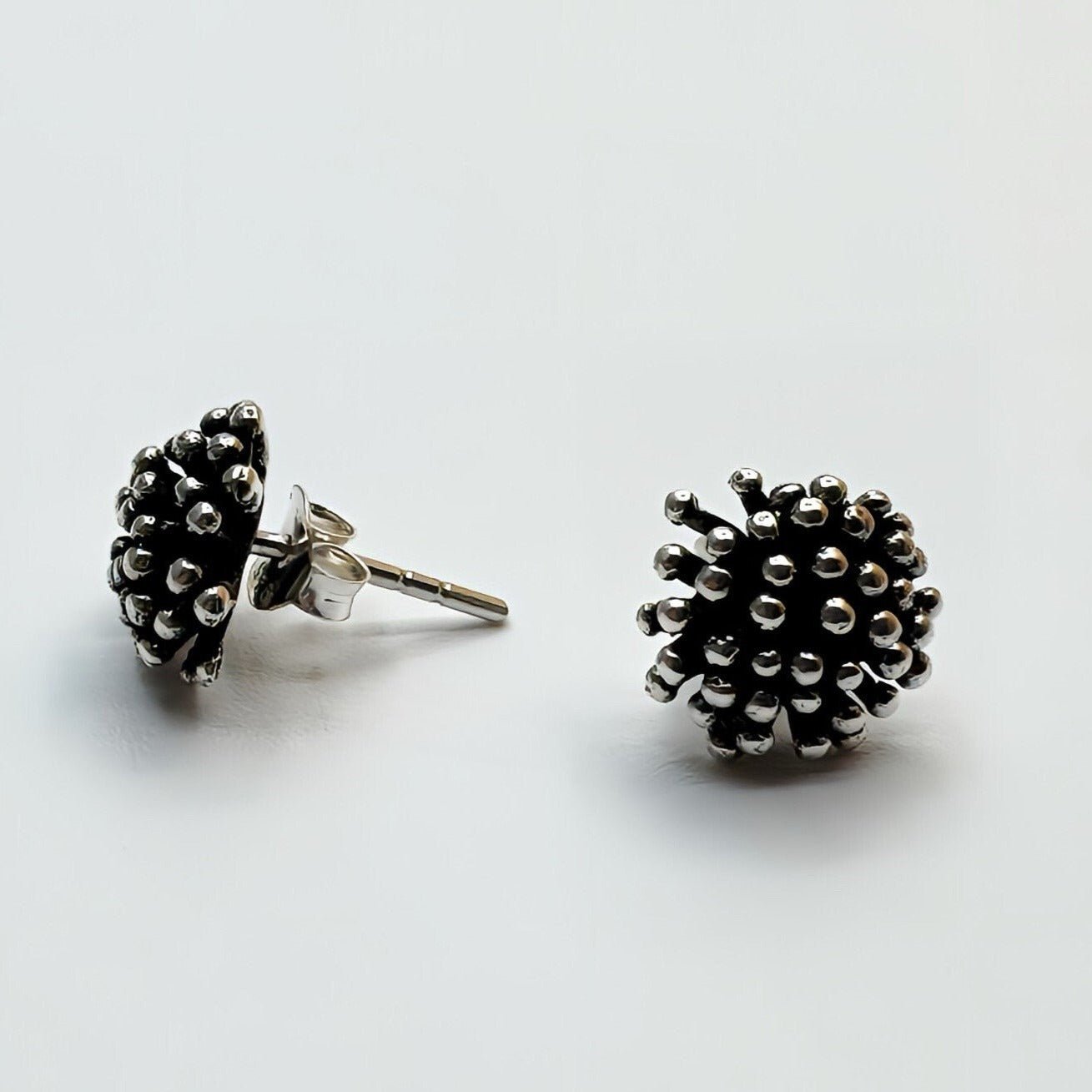 925 Silver Oxidized Tiny Custom Design Stud Earrings.