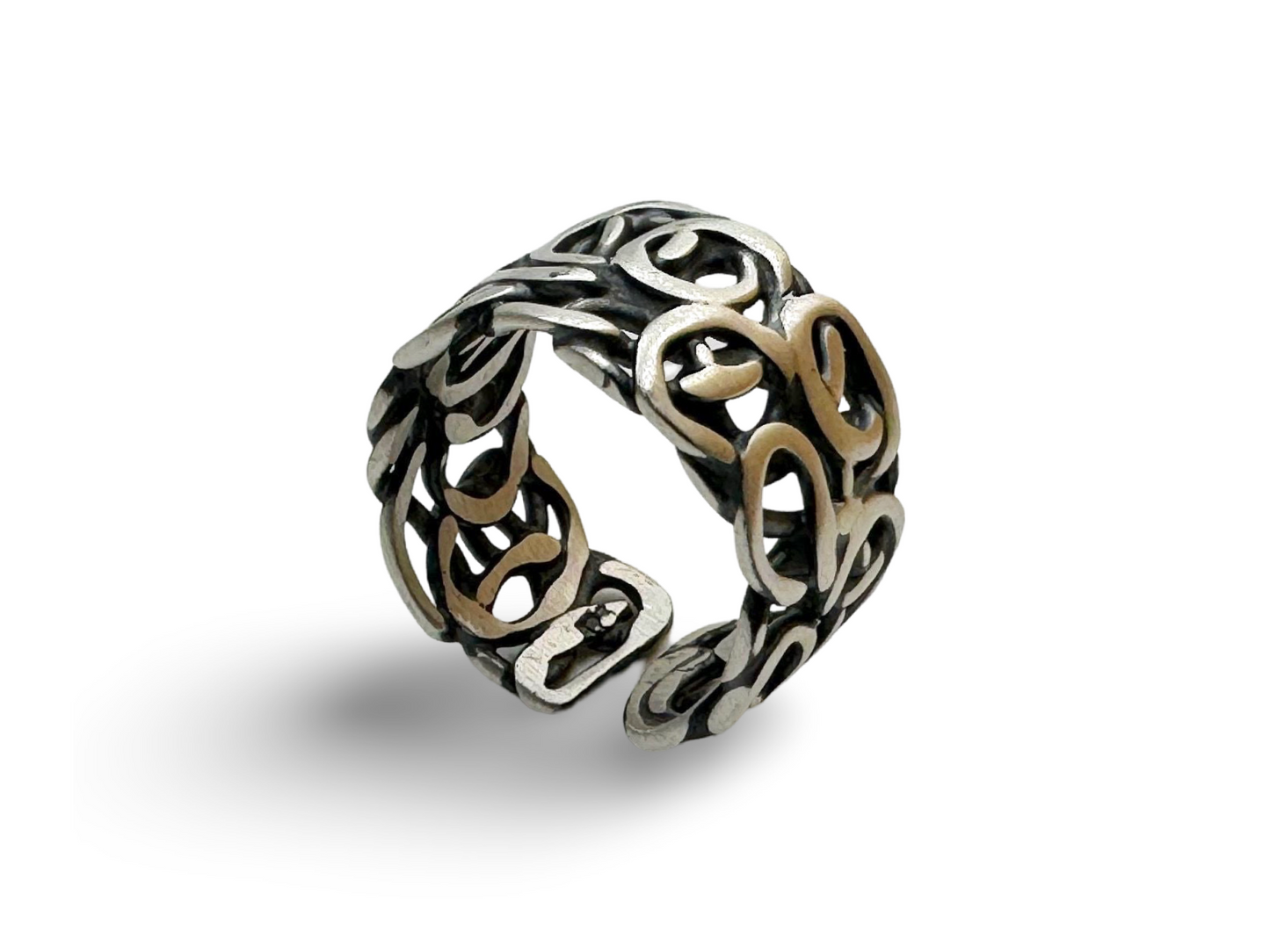 Boho Adjustable Ring Oxidised Sterling Silver 925 for Men and Women