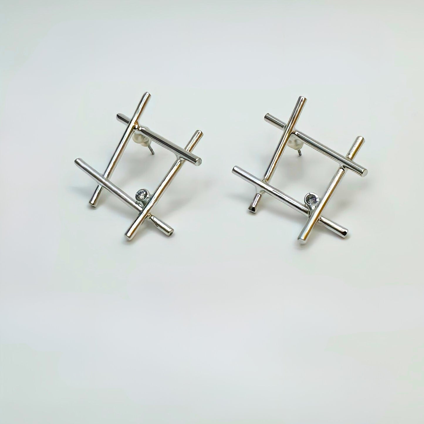 Art Deco Fence Earrings Gold or Silver with Stainless Steel