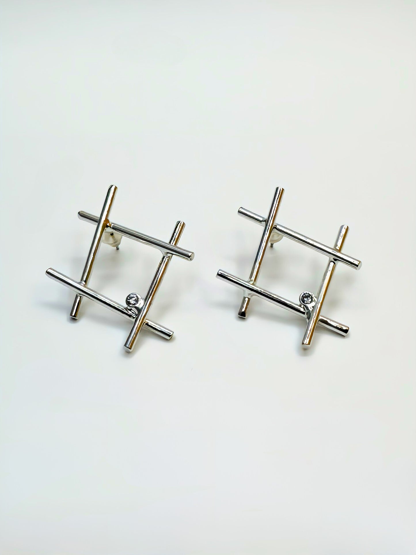 Art Deco Fence Earrings Gold or Silver with Stainless Steel