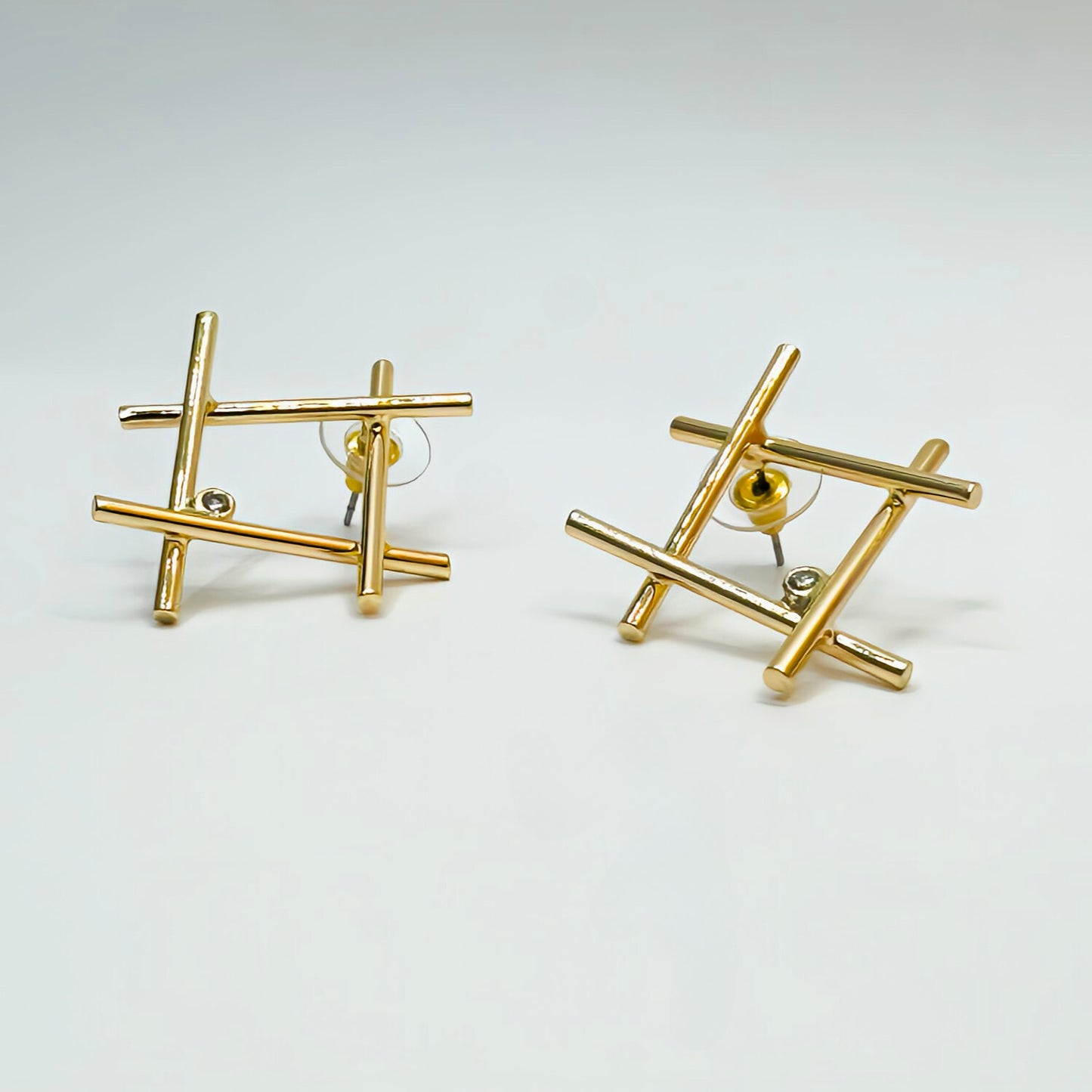 Art Deco Fence Earrings Gold or Silver with Stainless Steel