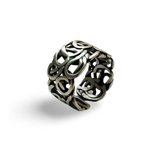 Boho Adjustable Ring Oxidised Sterling Silver 925 for Men and Women