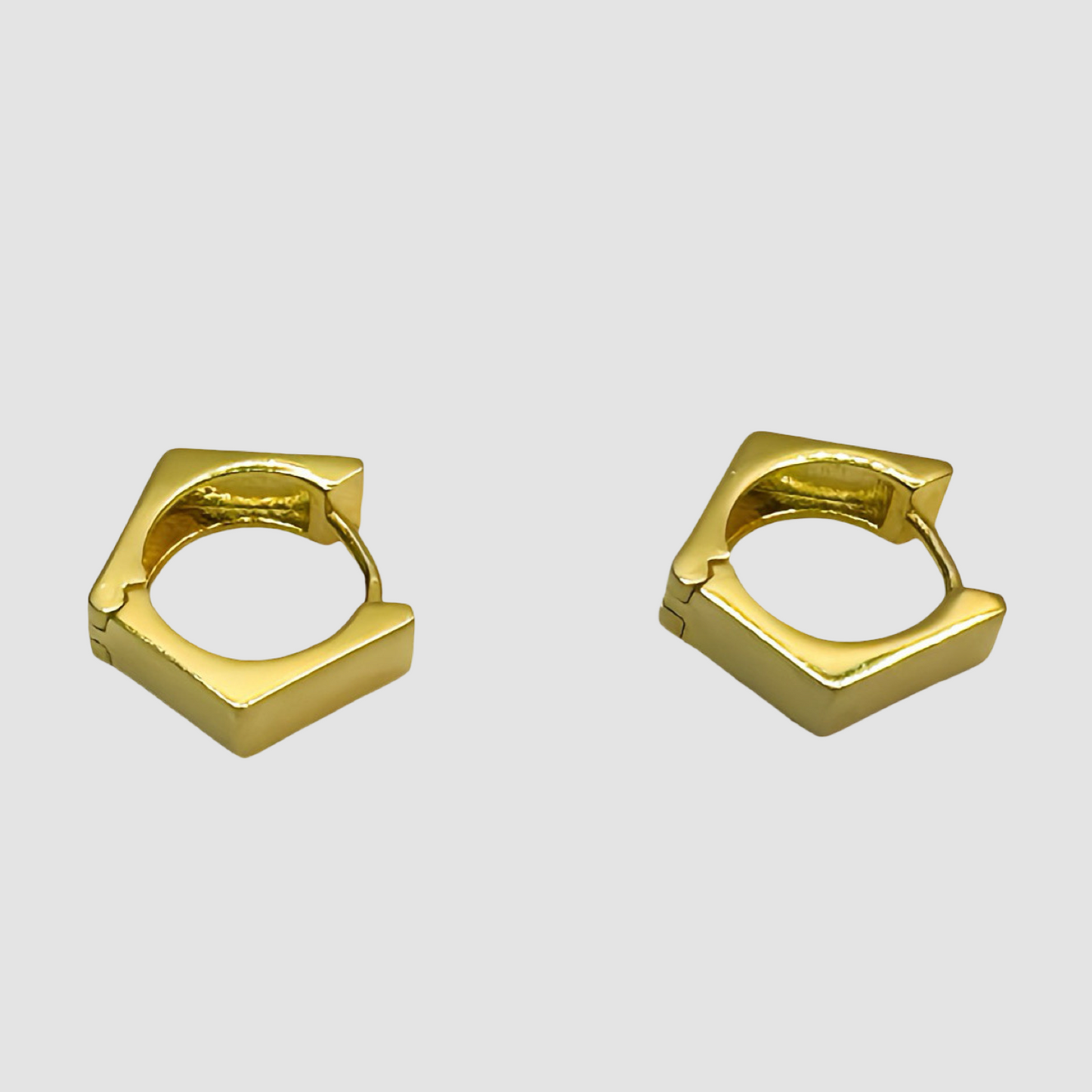 Pentagon Thick 22K Gold Huggie Earrings