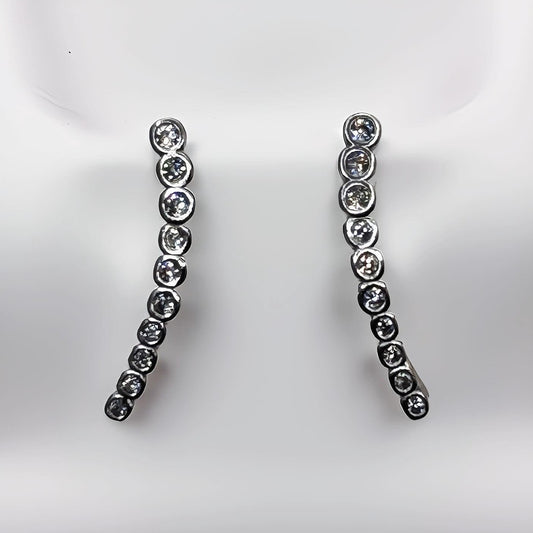 Elegant Bar Drop Sterling Silver 925 Earrings
