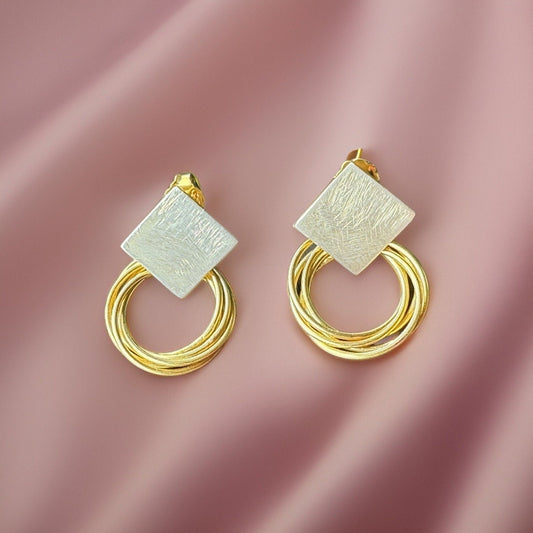 22k gold small multi circle hoop earrings. Sterling silver 925 base
