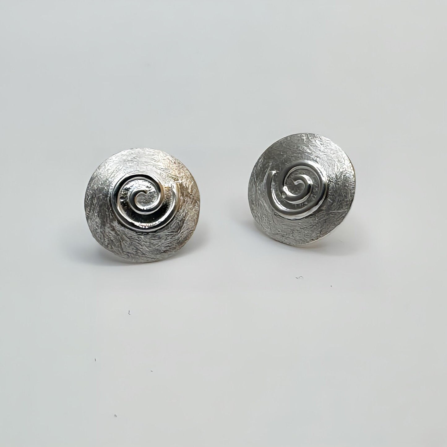 925 Sterling Silver Spiral Stud Earrings | Round Flat Studs