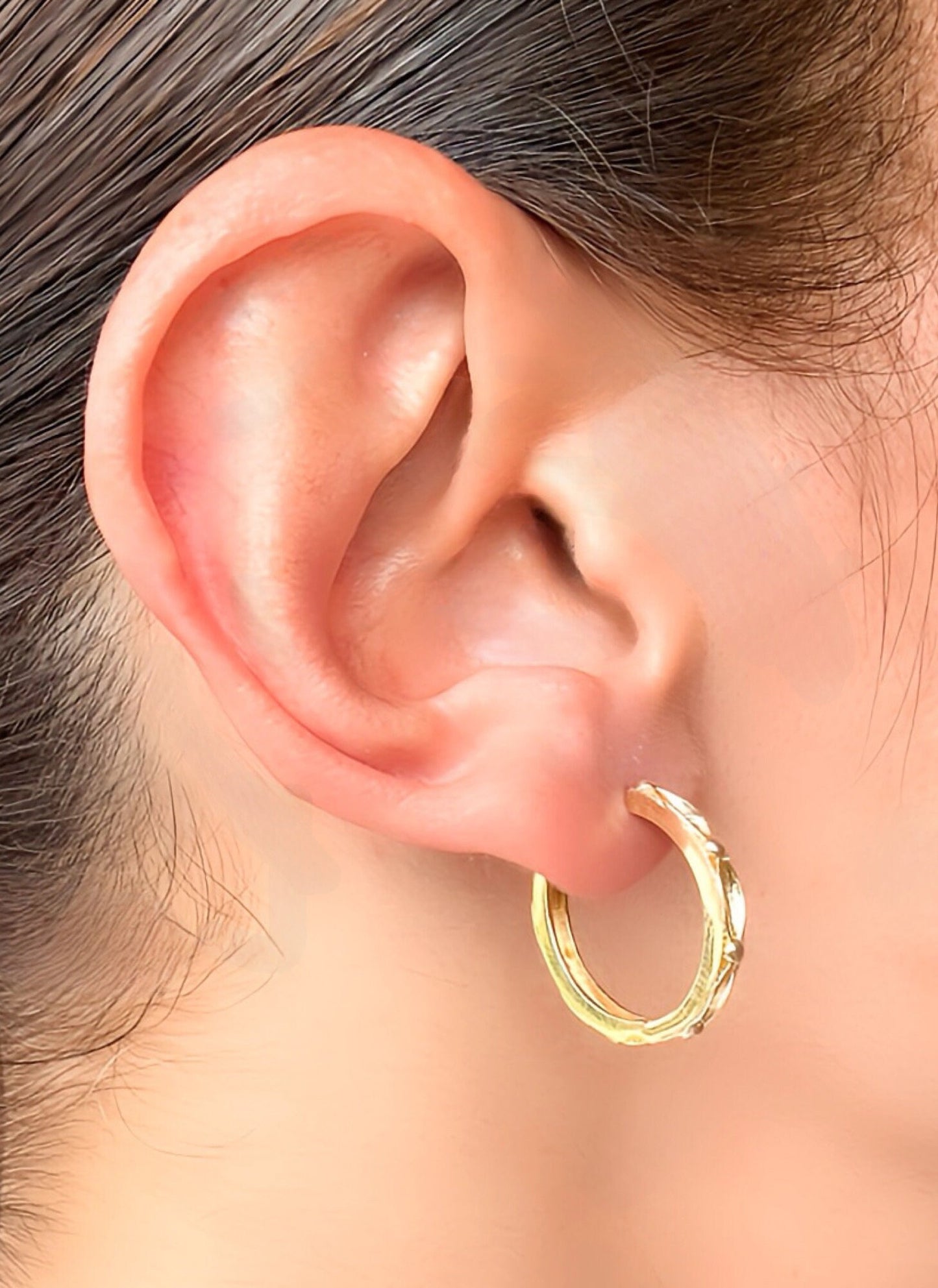 Athena's Aura Gold Hoop Earrings. 22k gold hoop huggie earrings.
