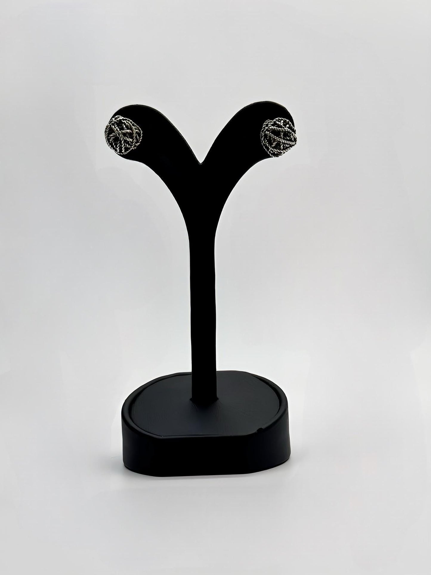 Handcrafted Oxidized Sterling Silver Knot Stud Earrings