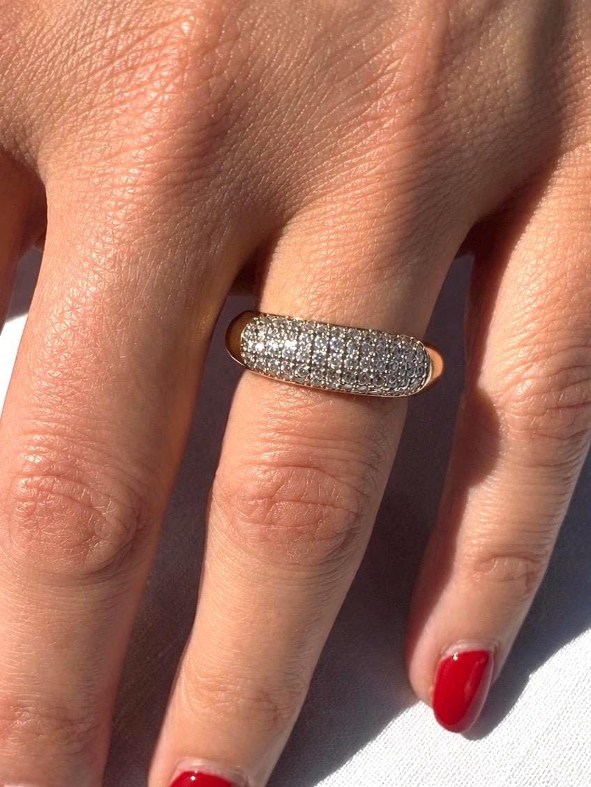 Gold Pavé Dome Adjustable Ring