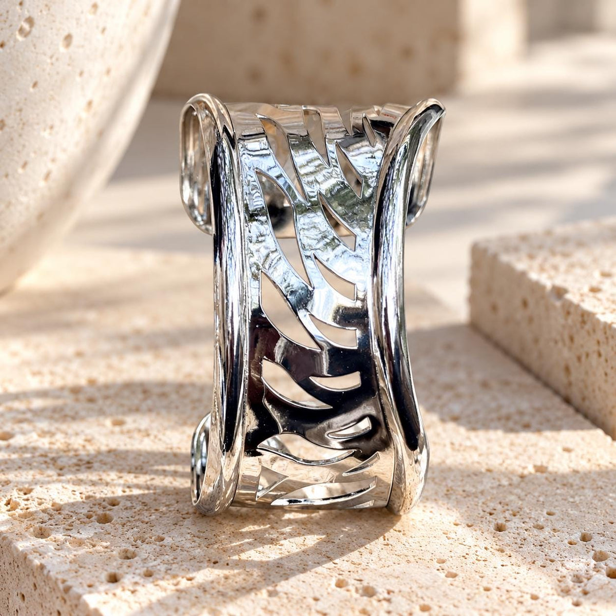 Silver Sculptural Statement Cuff Bracelet
