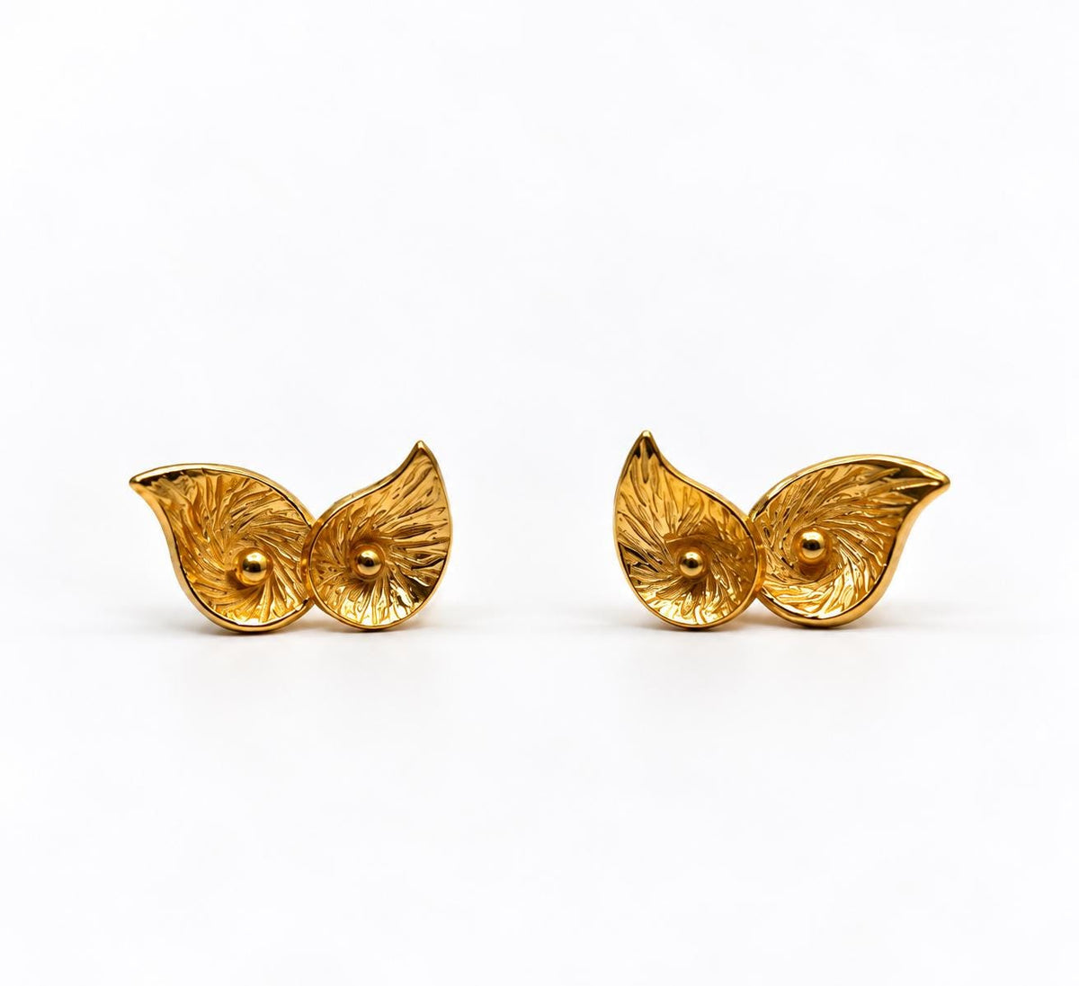 BySins 22k Gold Vermeil Leaf Stud Earrings