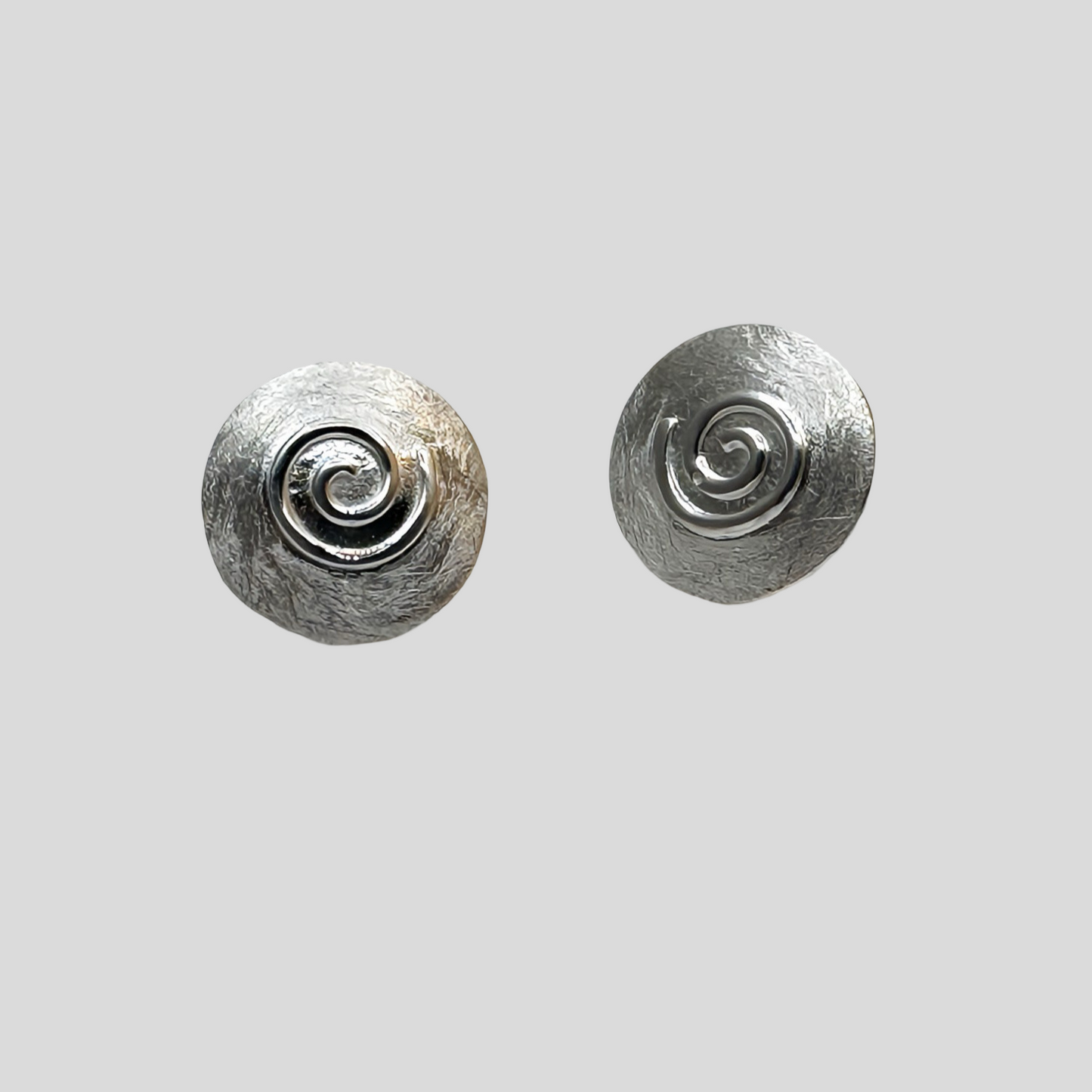 Swirl Stud Circle Handmade Sterling Silver 925 Earrings