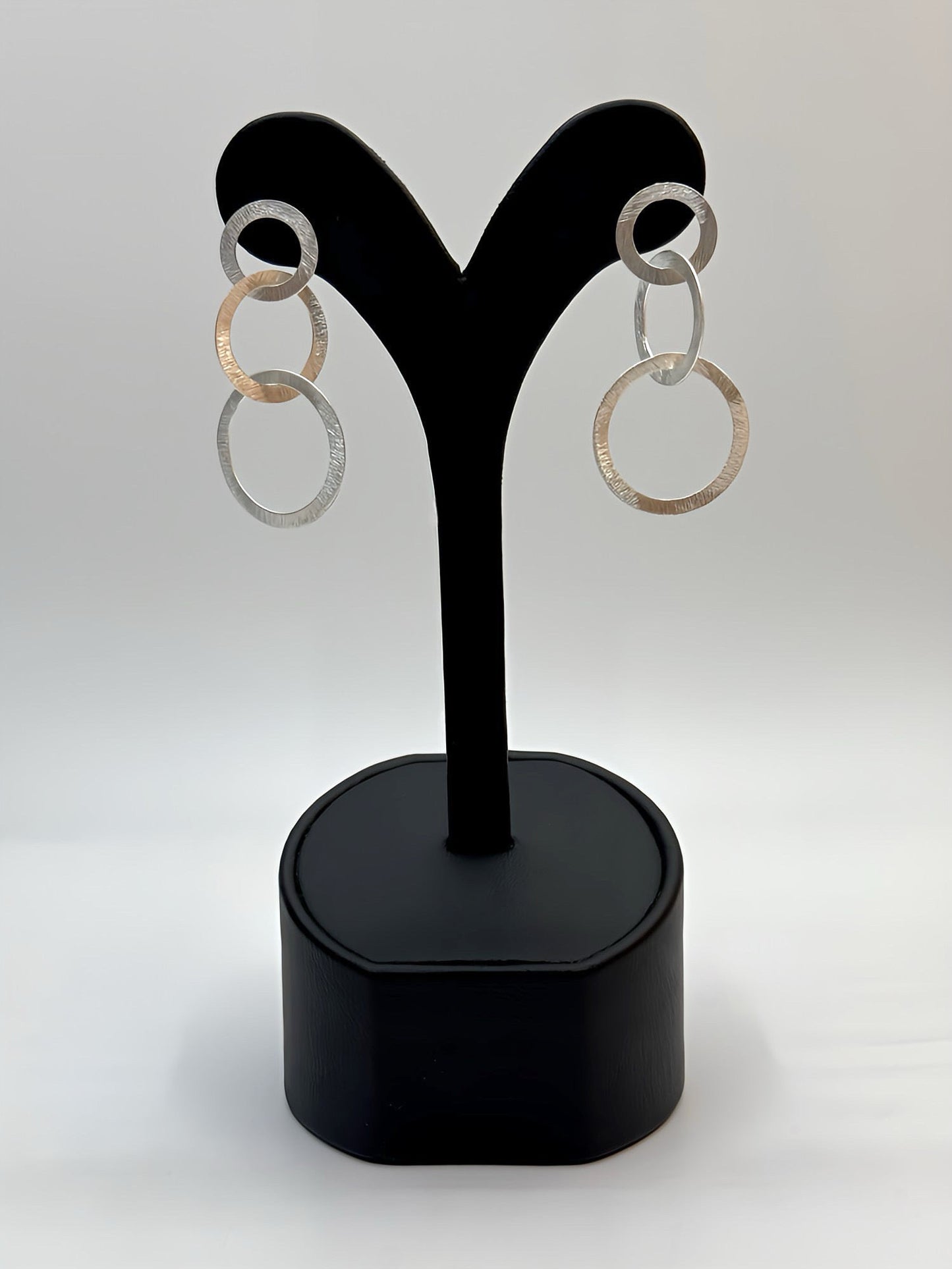 Dynamic Trio Hoop Silver Dangle Earrings