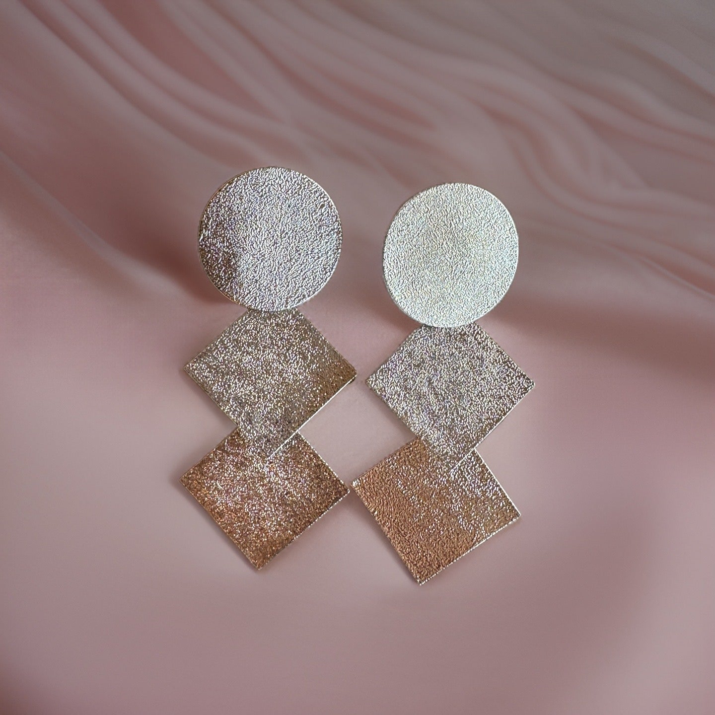 Glitter Round and Square Big Dangle Earrings