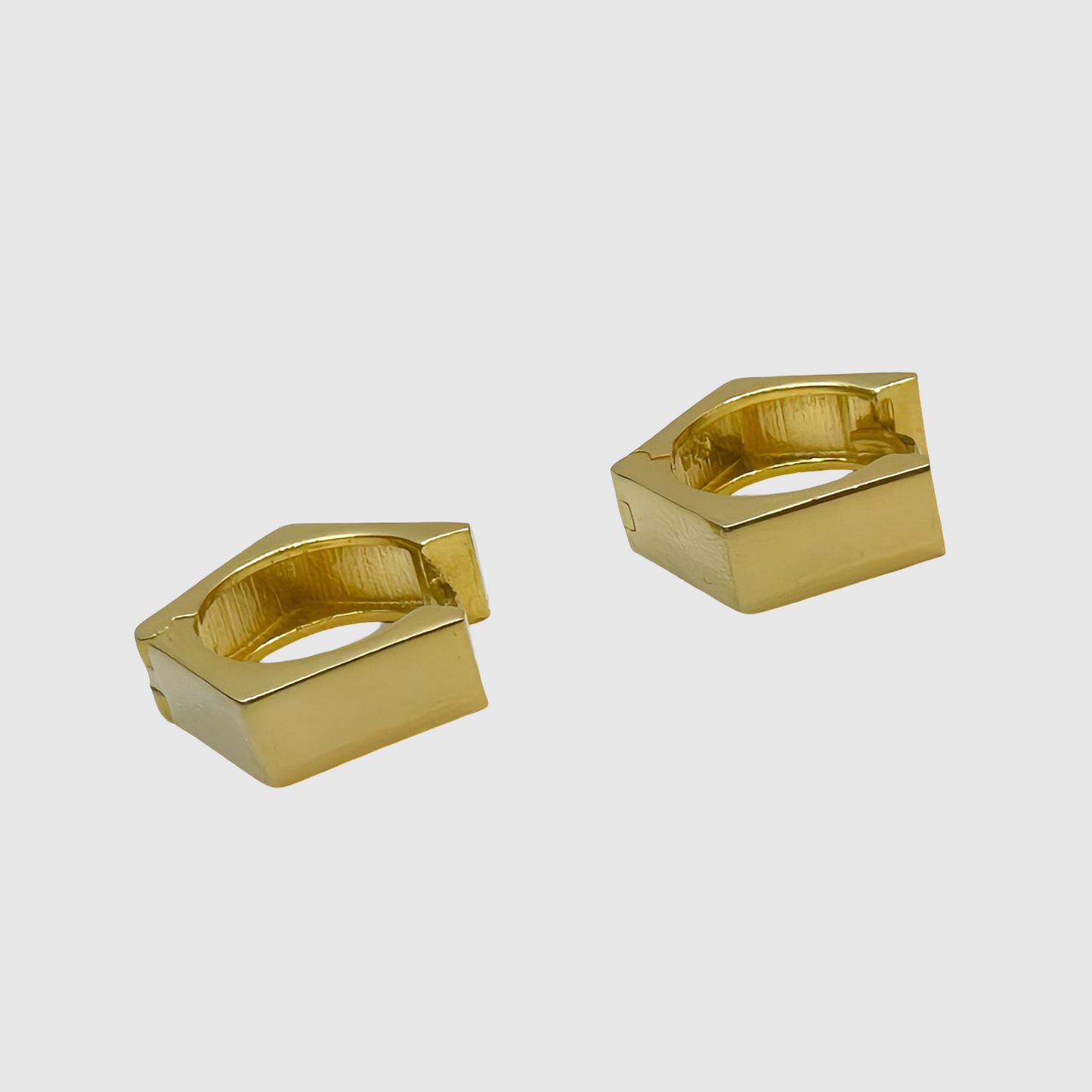 Pentagon Thick 22K Gold Huggie Earrings