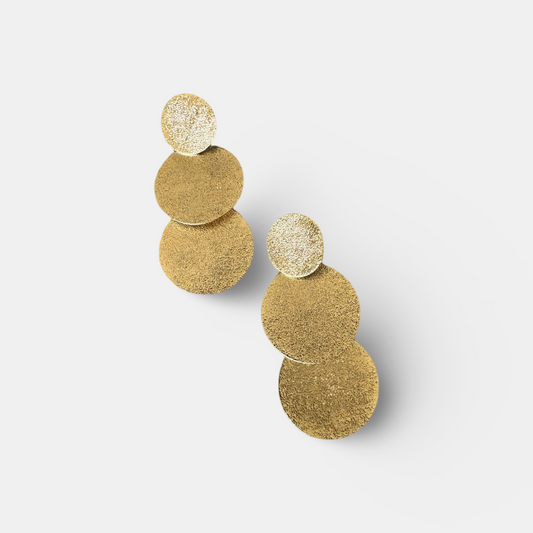 Textured Trio Circle Dangle Statement Earrings