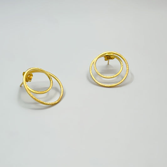 Twin Circle Glam Hoops 22k Gold or 925 Silver Earrings.