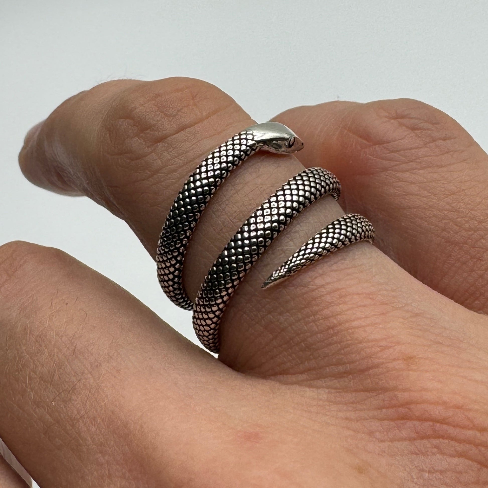  Snake Wrap Ring. 925 Sterling Silver. Oxidized Polished Finish