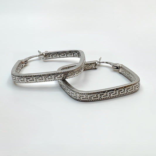 Greek Key Square Hoop Earrings