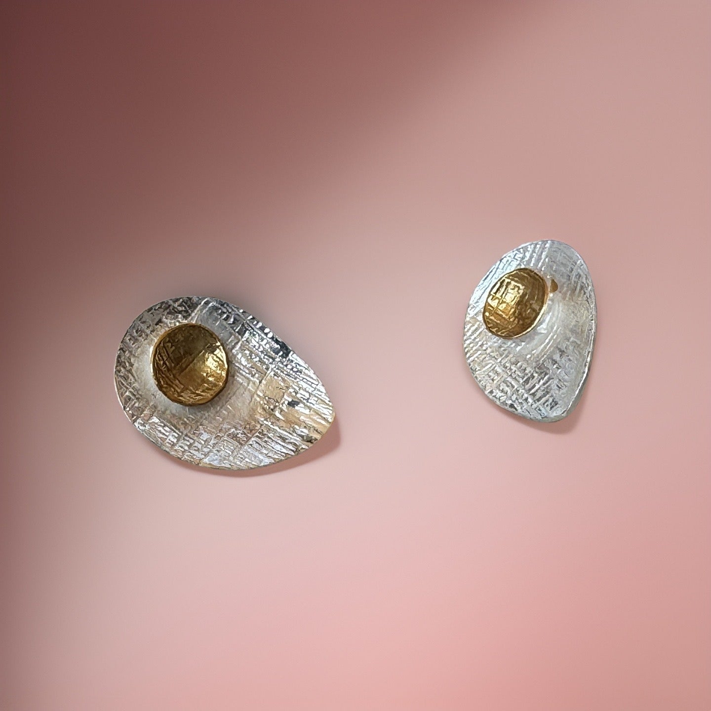 Gilded Petal 22k Gold and Sterling Silver 925 Stud Earrings