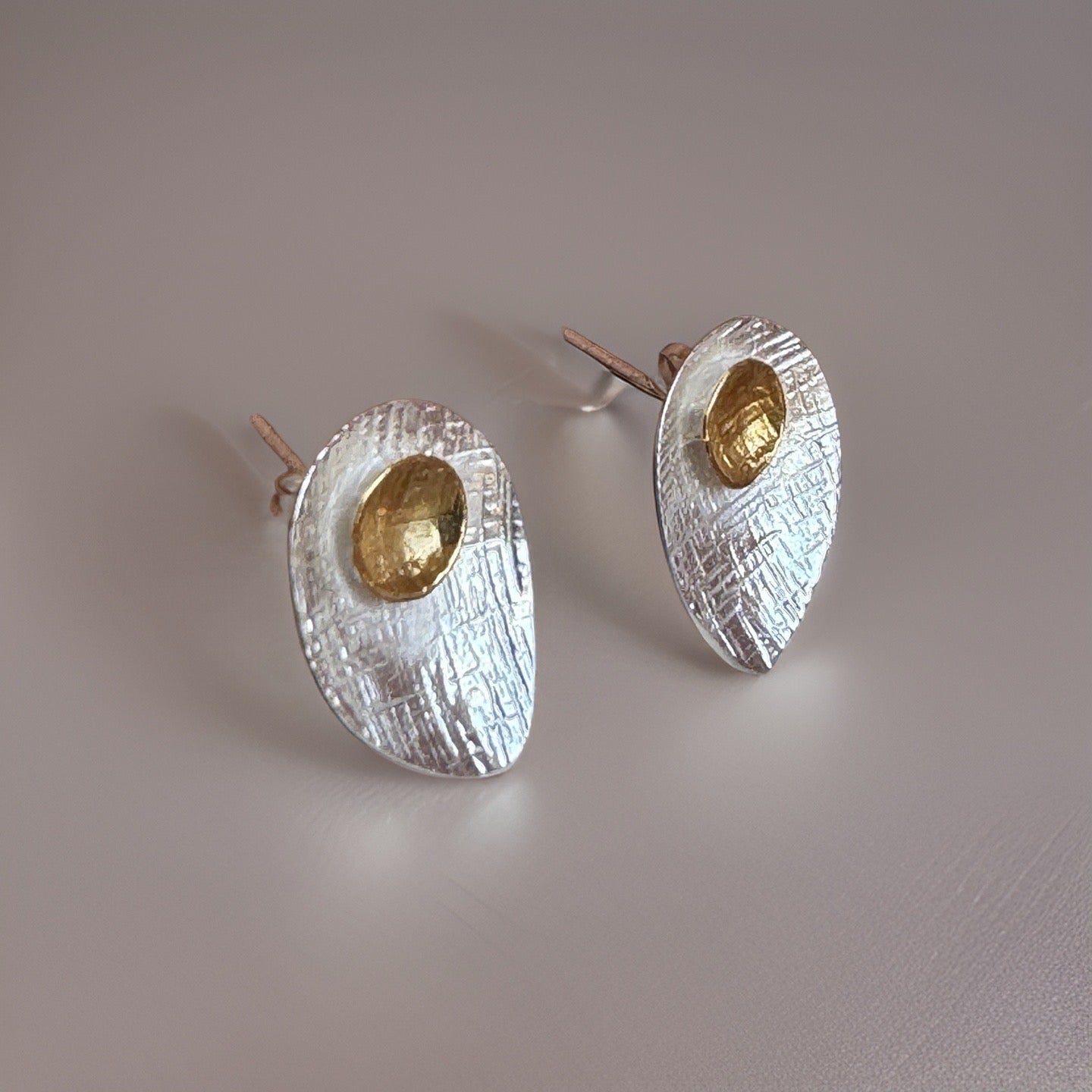 Gilded Petal 22k Gold and Sterling Silver 925 Stud Earrings