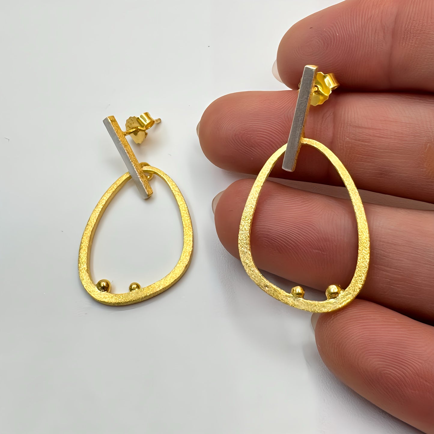 22k Gold Plated Eternal Embrace Dangle Earrings. Sterling Silver 925 Base.