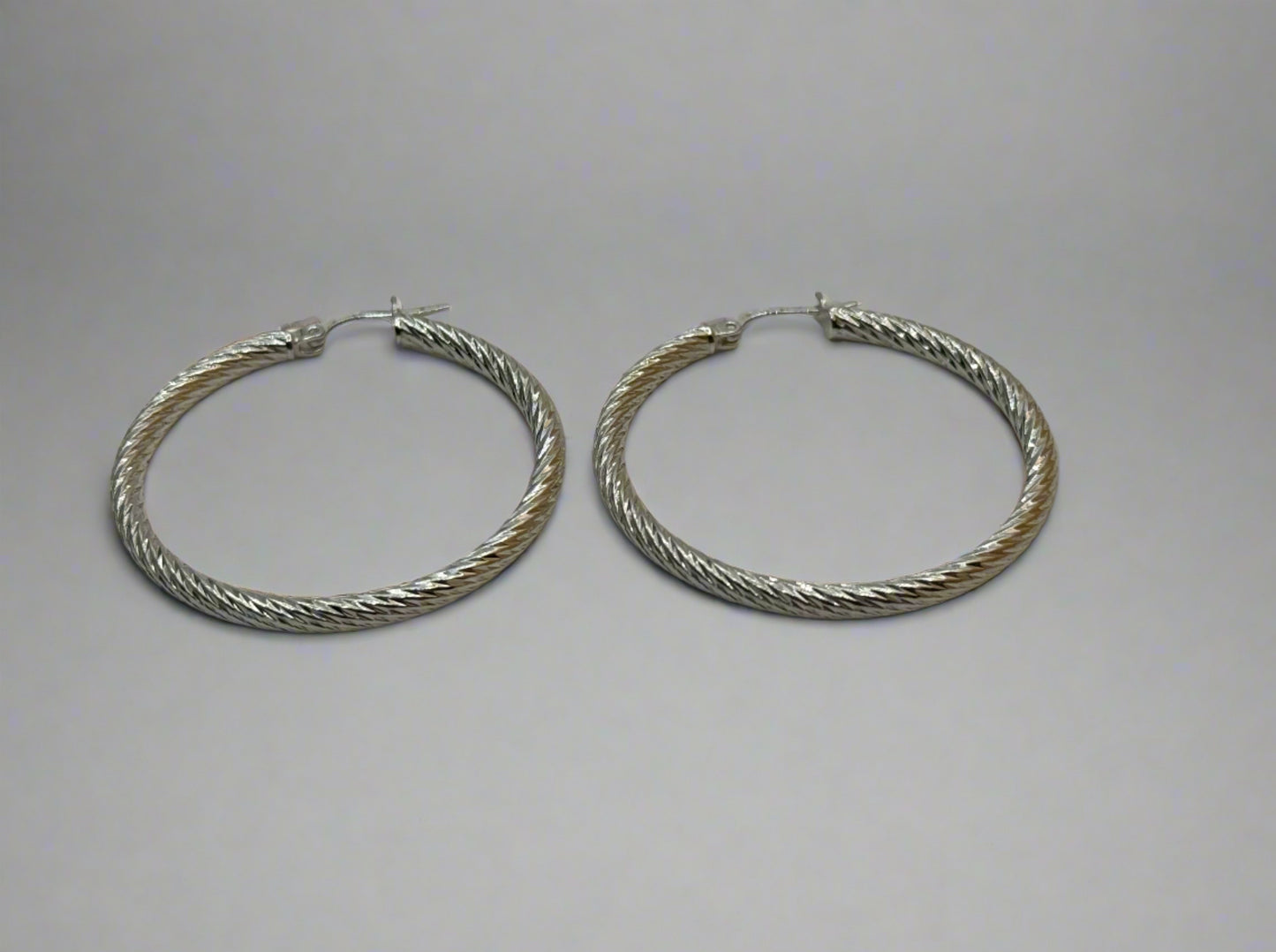 Twisted 42mm Thick Hoop 925 Sterling Silver Earrings.