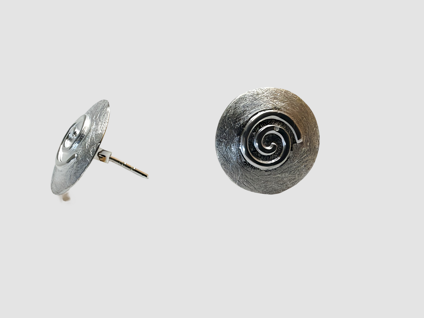 Swirl Stud Circle Handmade Sterling Silver 925 Earrings