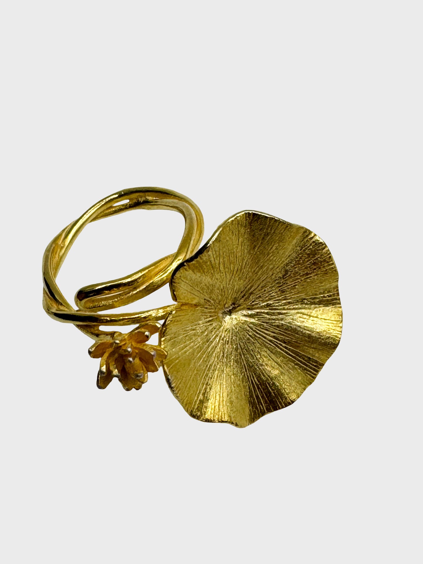 Golden Blossom 22k Gold Flower Ring. Custom Design Adjustable Gold Ring. Bridesmaid Fine Elegant Statement Ring