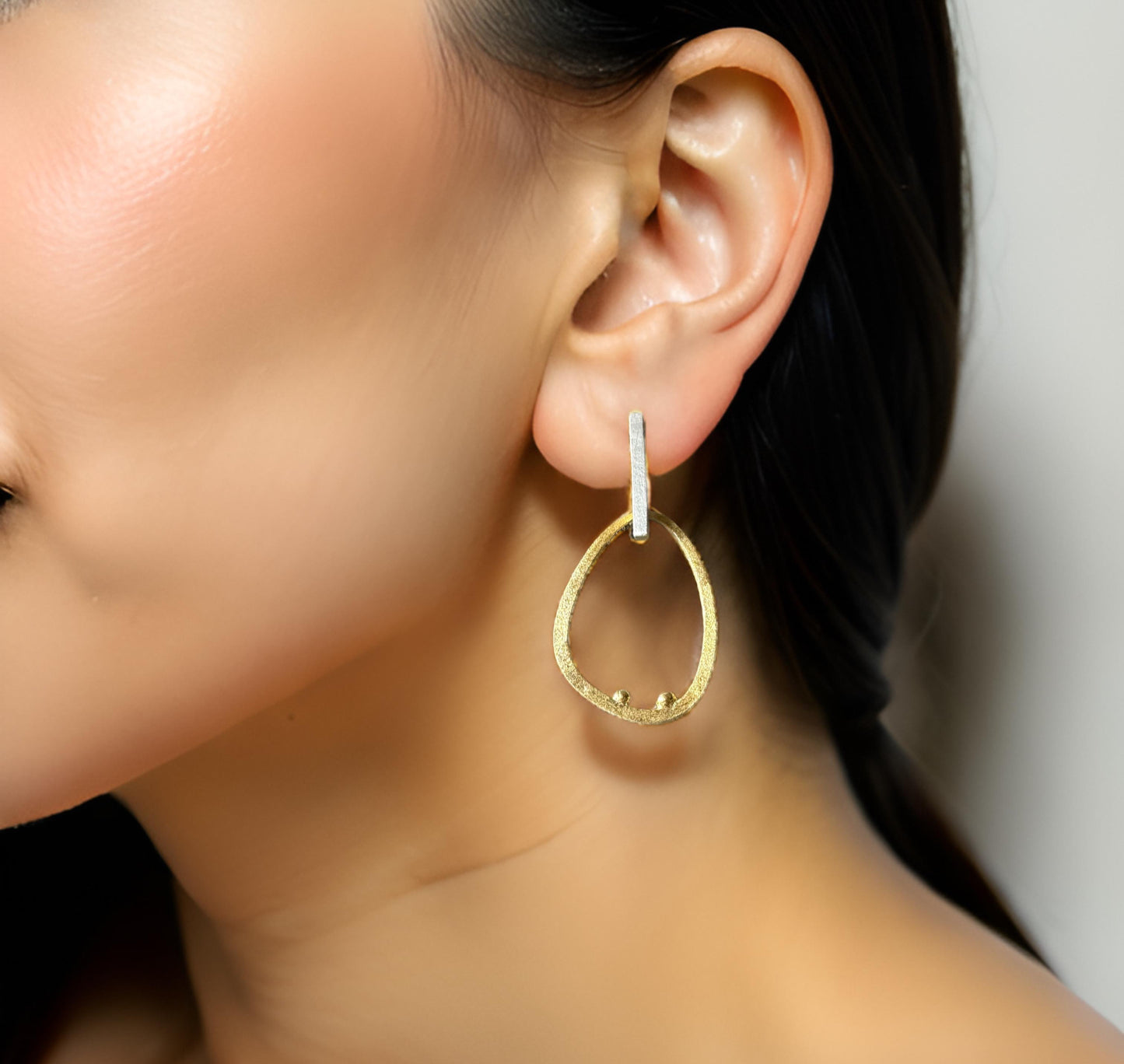 22k Gold Plated Eternal Embrace Dangle Earrings. Sterling Silver 925 Base.