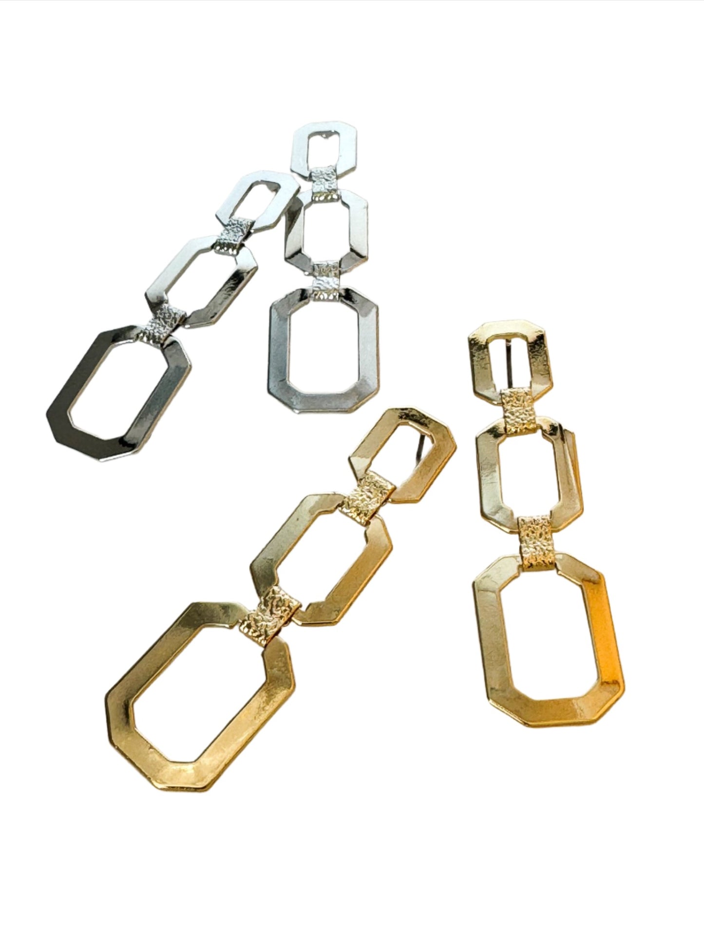 Trio Rectangle Dangle Stainless Steel Earrings