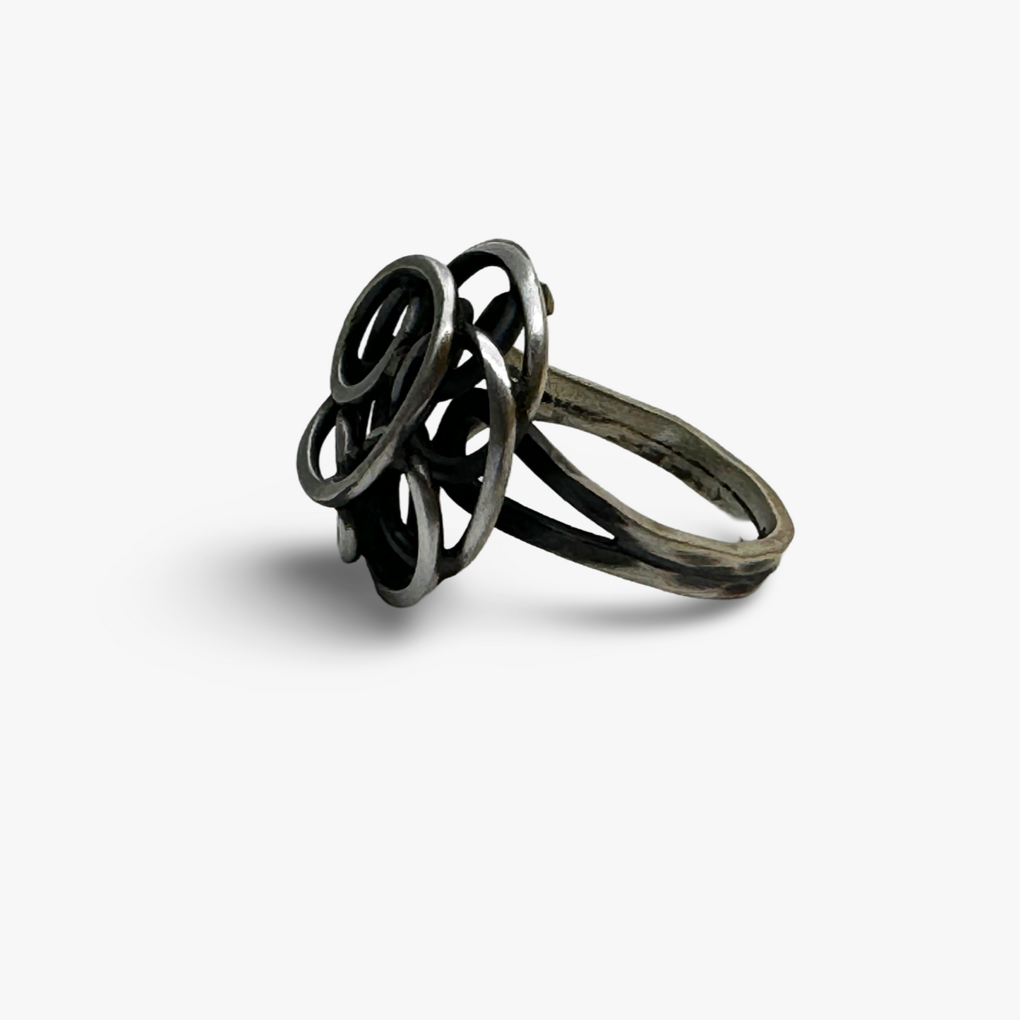 Lunar Loop Handcrafted Oxidized Sterling Silver 925 Adjustable Ring