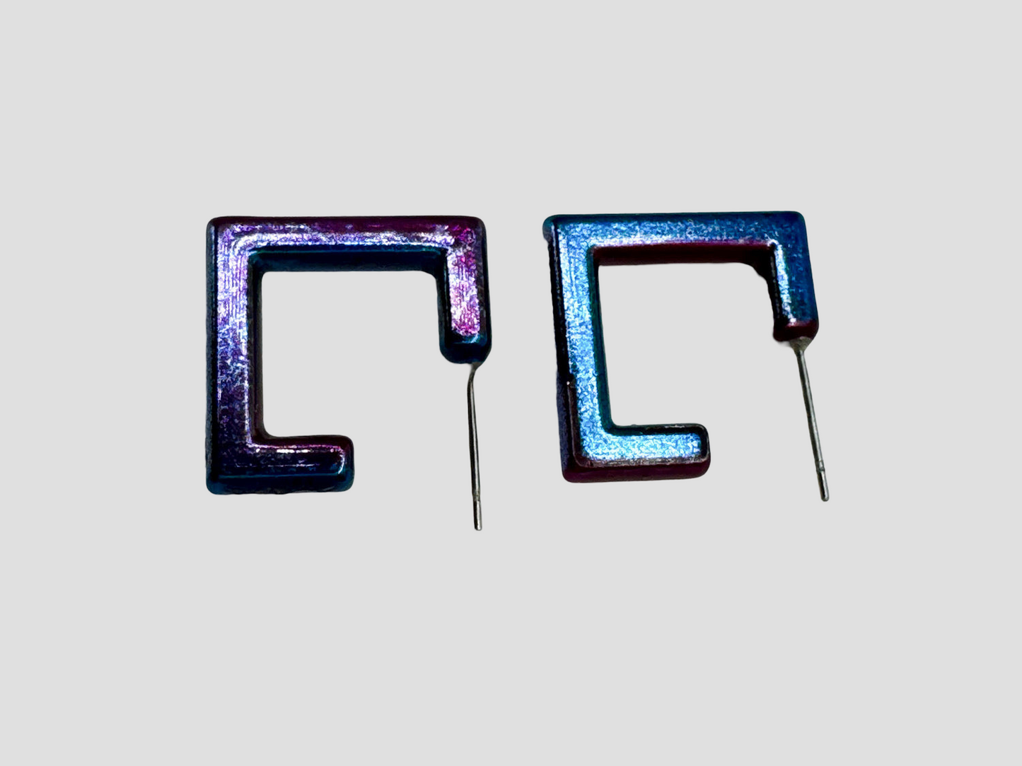 Holographic Hoop Earrings: Square & Oval Options