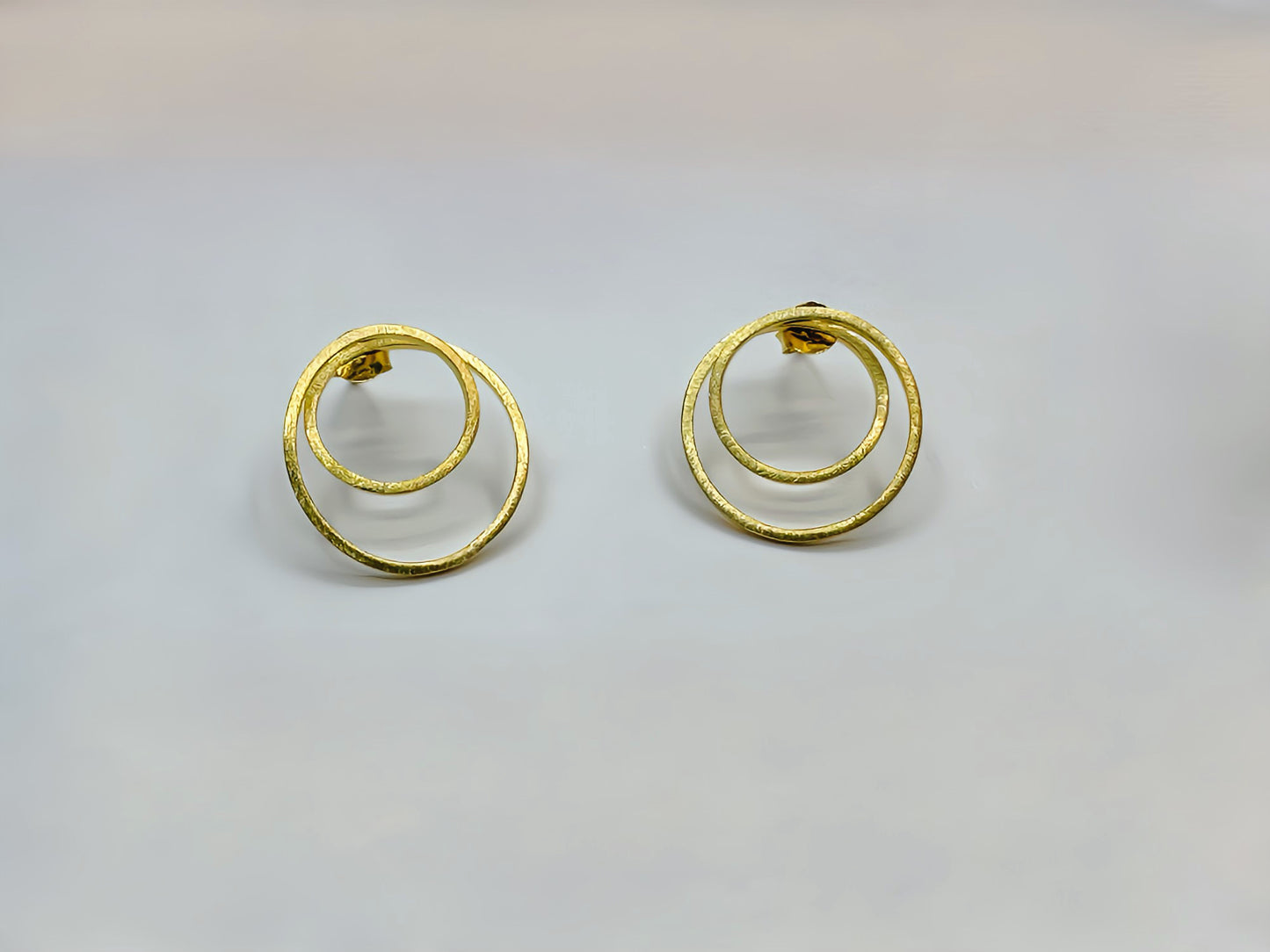 Twin Circle Glam Hoops 22k Gold or 925 Silver Earrings.