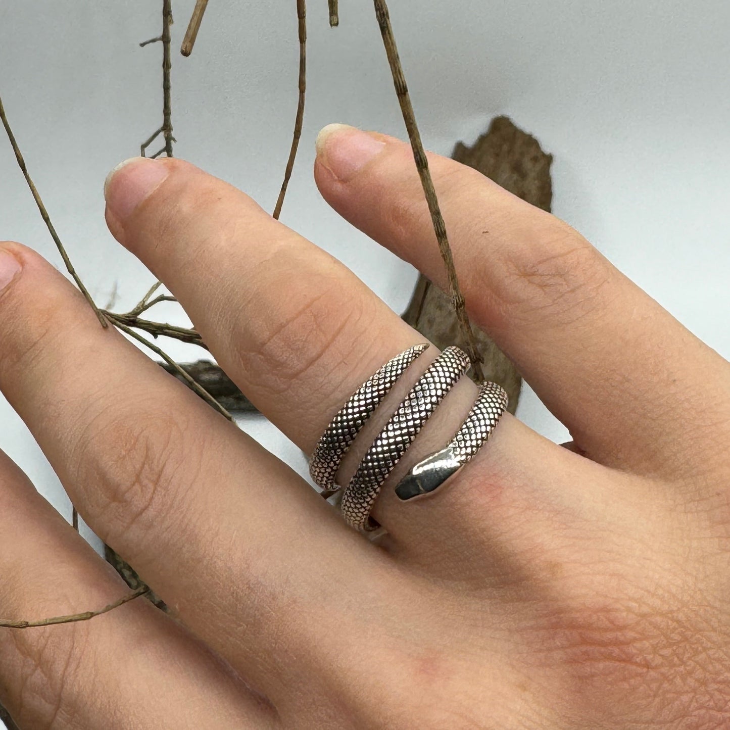  Snake Wrap Ring. 925 Sterling Silver. Oxidized Polished Finish