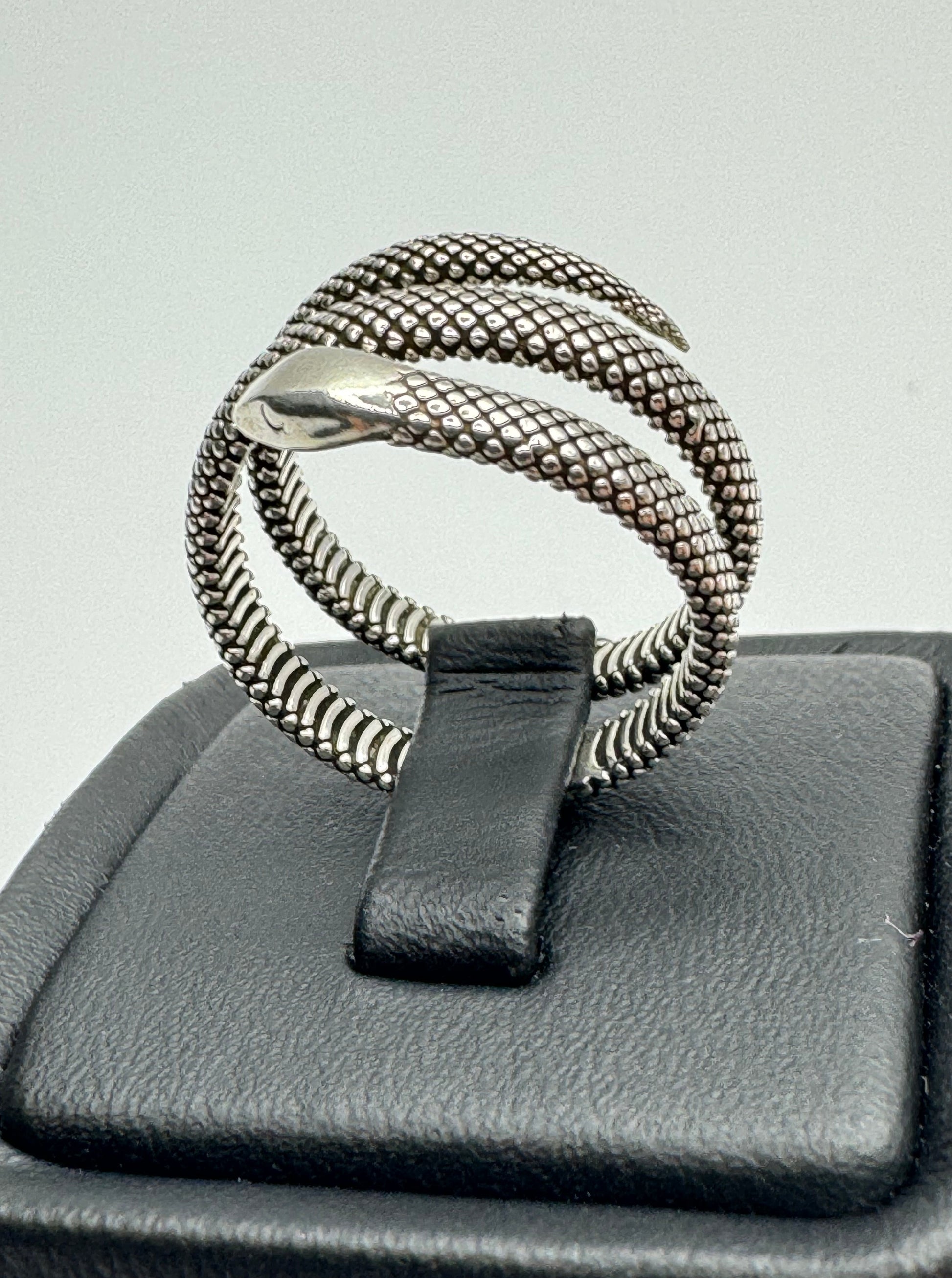  Snake Wrap Ring. 925 Sterling Silver. Oxidized Polished Finish