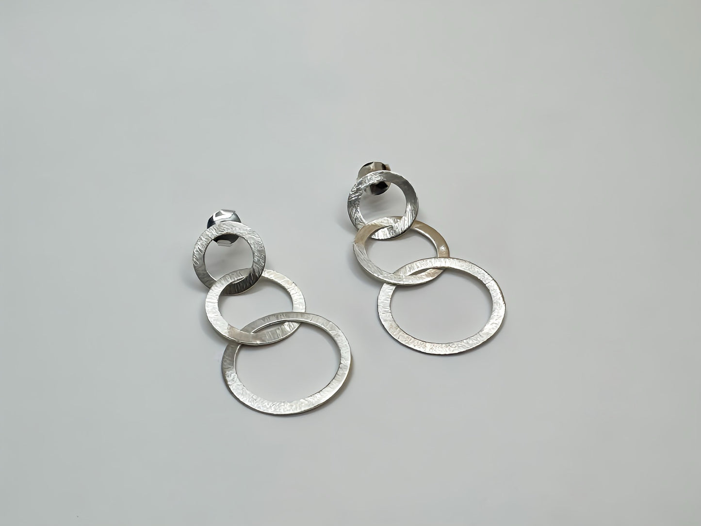 Dynamic Trio Hoop Silver Dangle Earrings