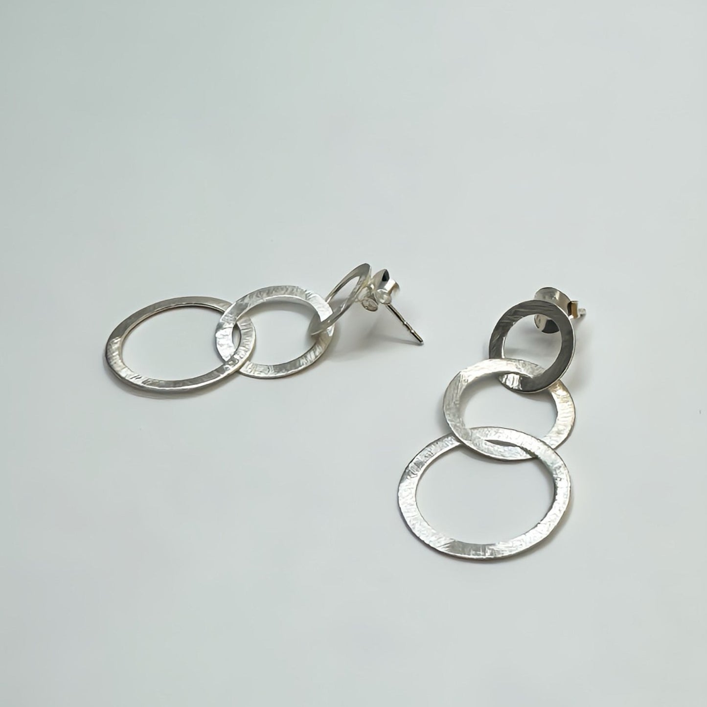 Dynamic Trio Hoop Silver Dangle Earrings