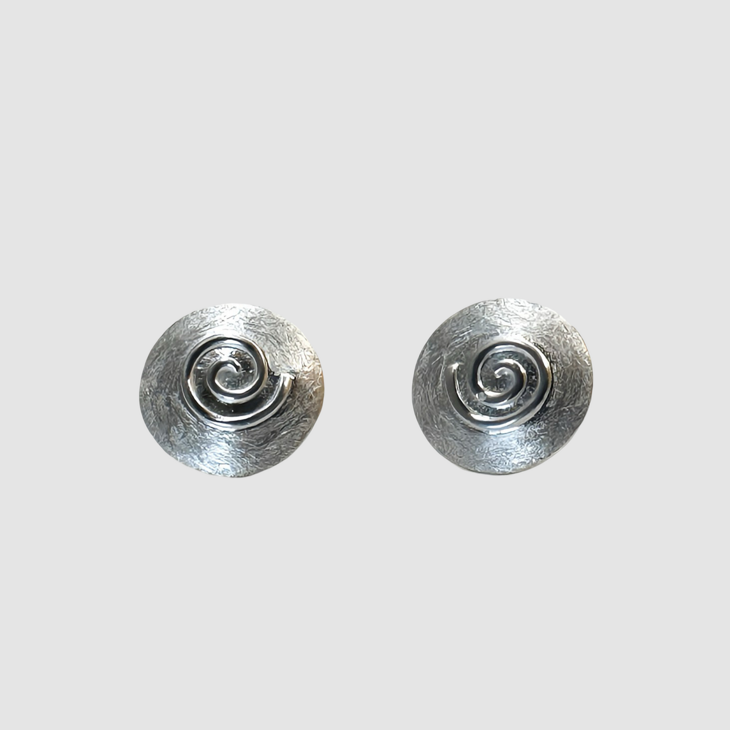 Swirl Stud Circle Handmade Sterling Silver 925 Earrings