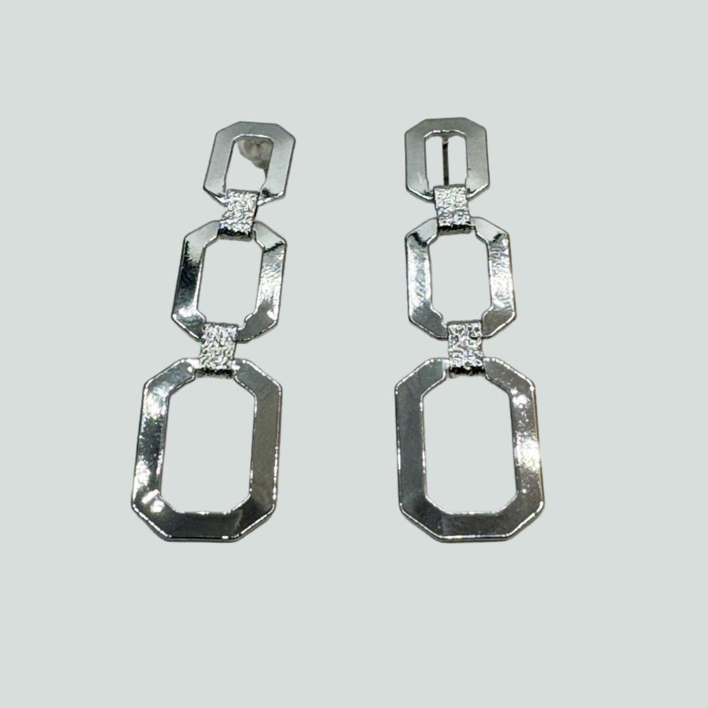 Trio Rectangle Dangle Stainless Steel Earrings