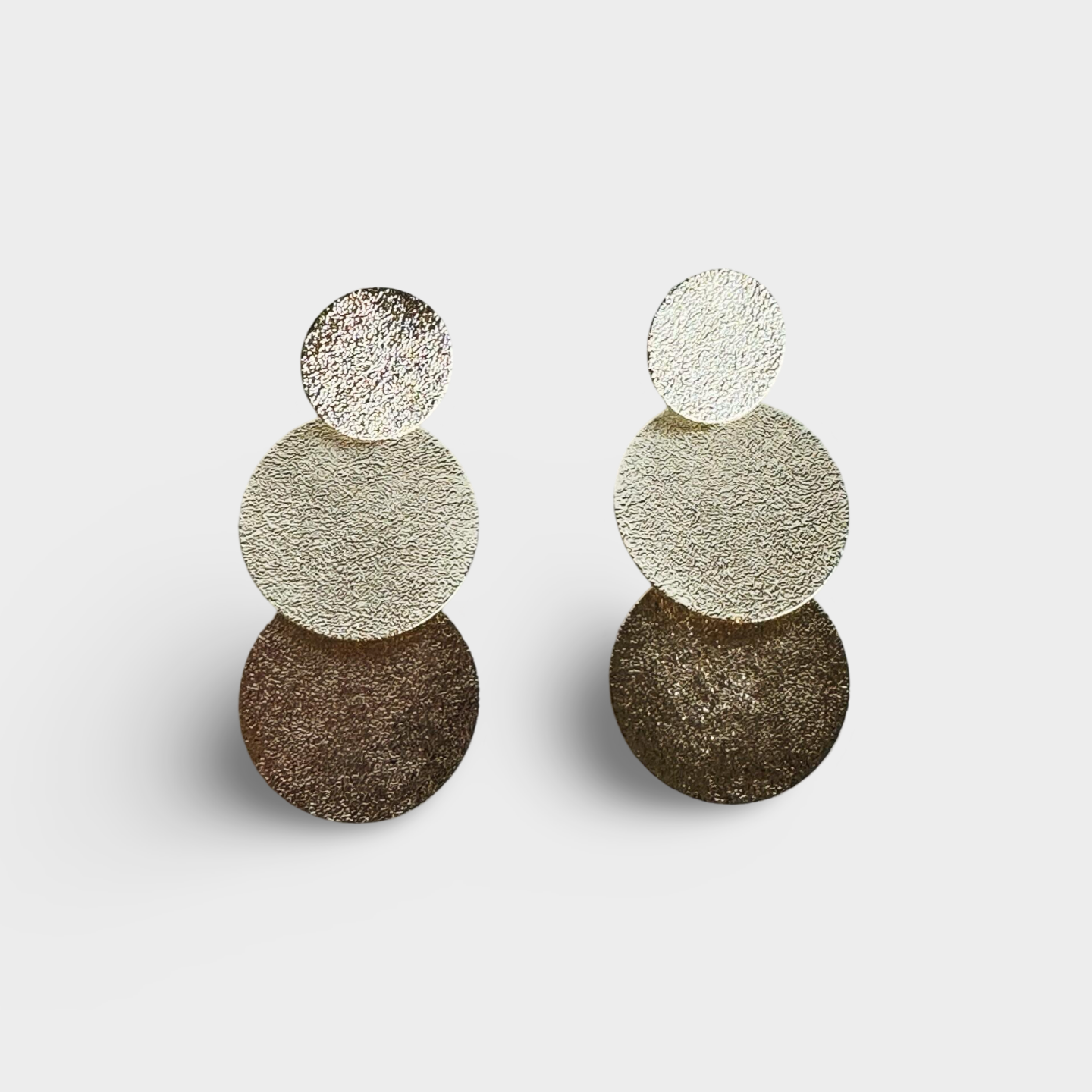 Textured Trio Circle Dangle Statement Earrings