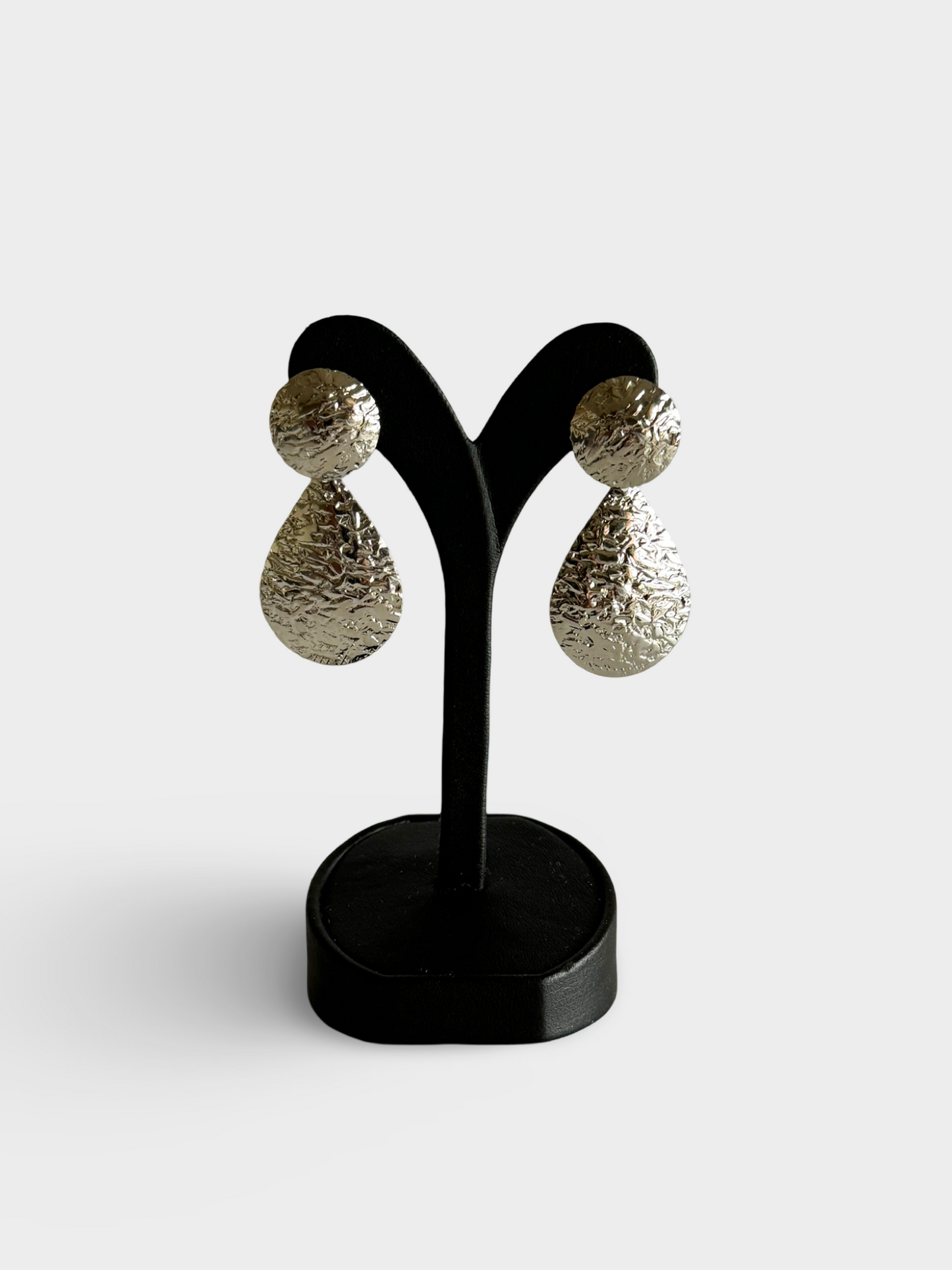 Textured Double Droplets Dangle Earrings