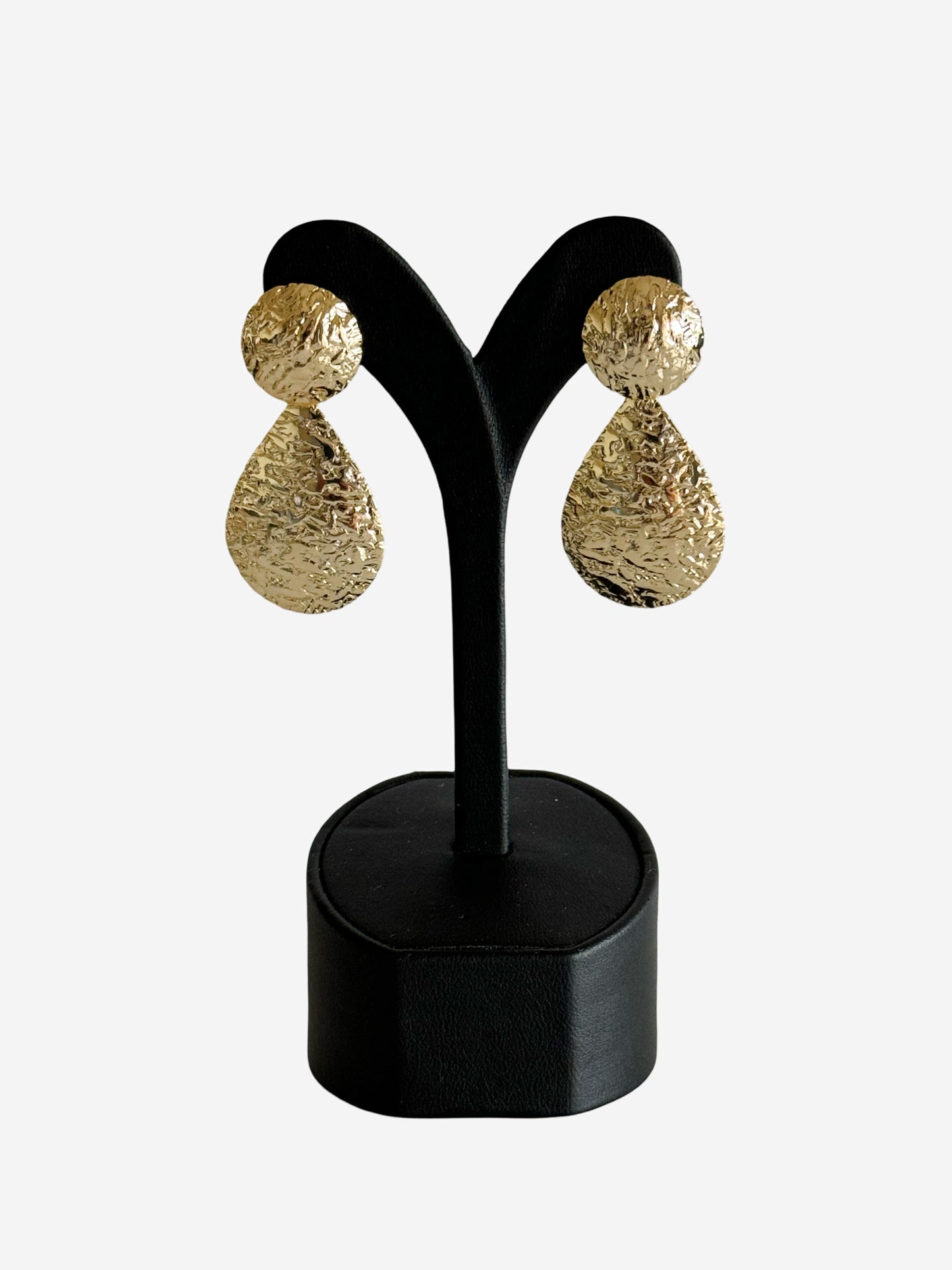 Textured Double Droplets Dangle Earrings