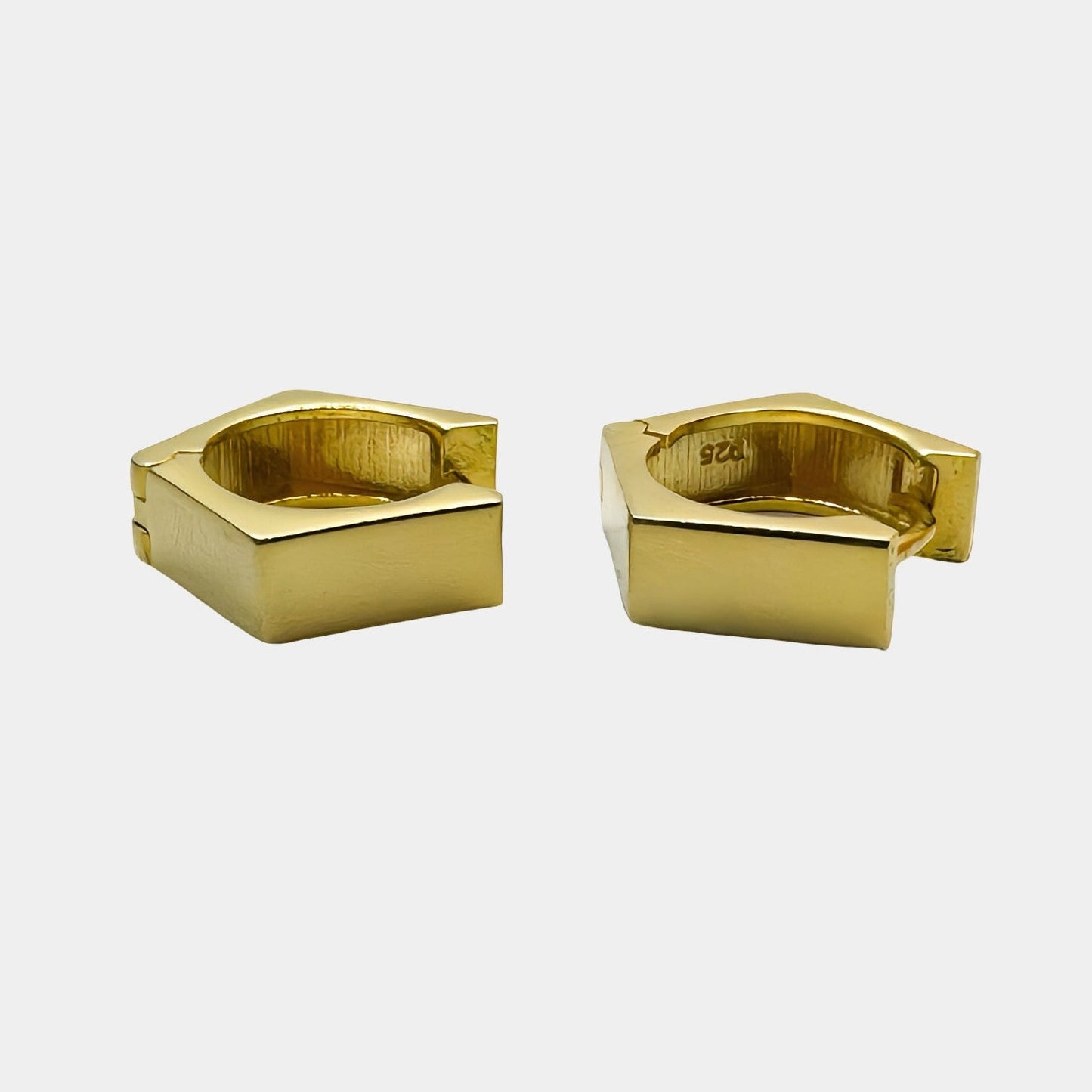 Pentagon Thick 22K Gold Huggie Earrings