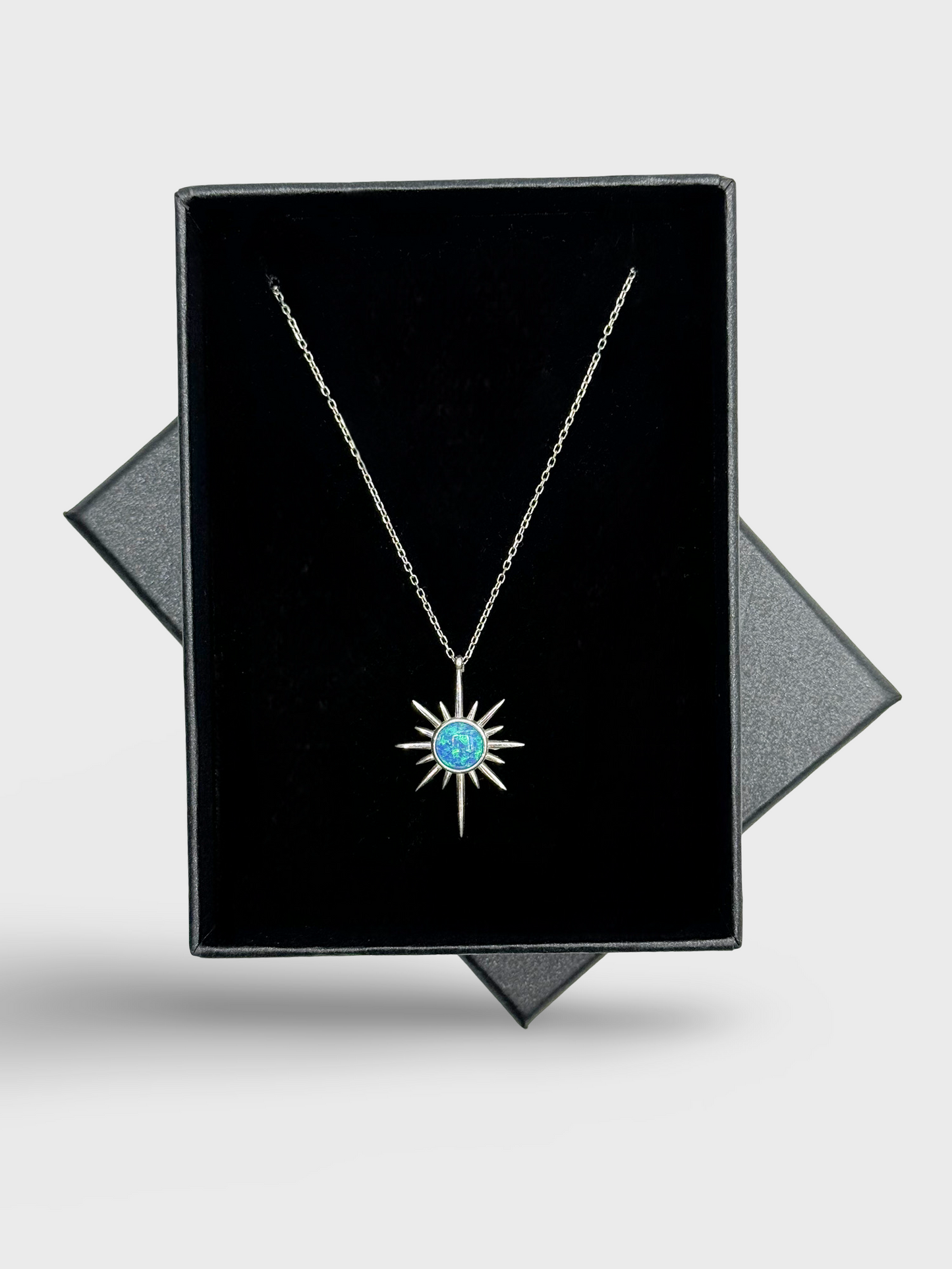 Opal Sterling Silver 925 Necklace with Blue or White Opal Options.