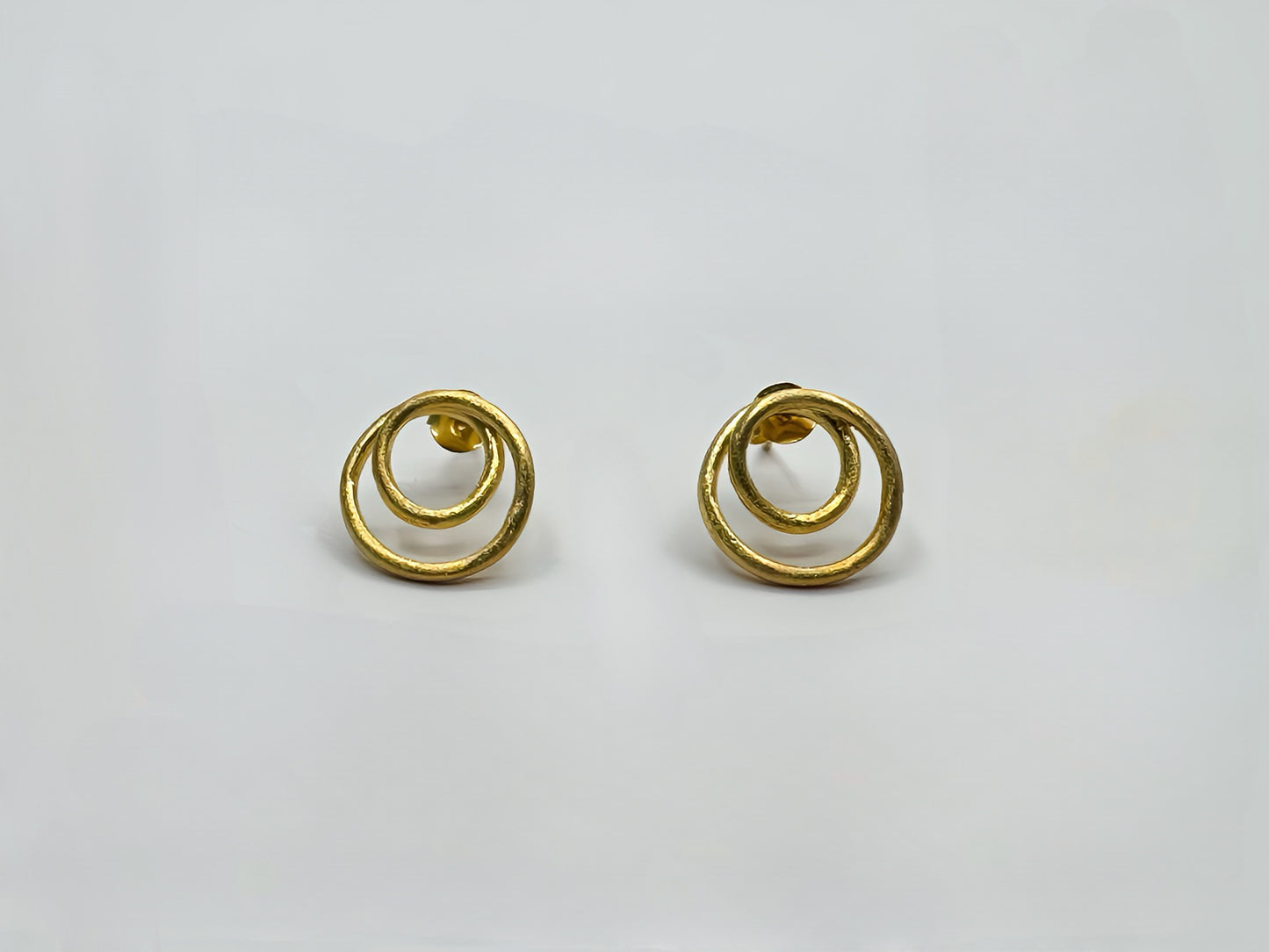 Spiral Handcrafted Spiral 22 Gold Olated Sterling Silver 925 Stud Small Hoop Earrings. Bridal Earrings. Gold Luxurious Accessories. Wedding Earring