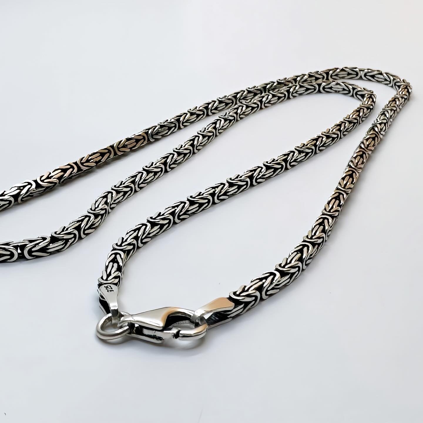 Byzantine Chain Oxidized Sterling Silver 925 Necklace. Oxidized Bali Chain Necklace.